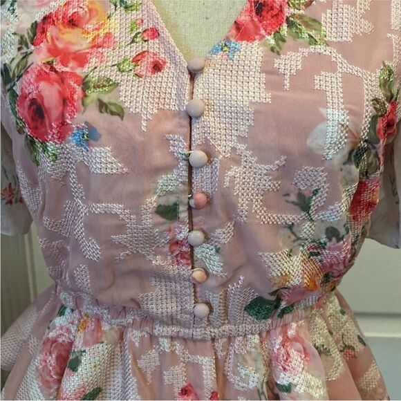 Hemant & Nandita Floral print embroidered top, XS - Picture 3 of 10